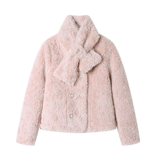 皮毛一体夹棉短外套2024秋冬季新款仿羊羔毛外套小香风短款上衣HR-MJY8816 商品图4