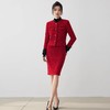 IWY/高级感石榴红羊毛编织小香风拼接外套时尚简约西装套装CS1669 商品缩略图2