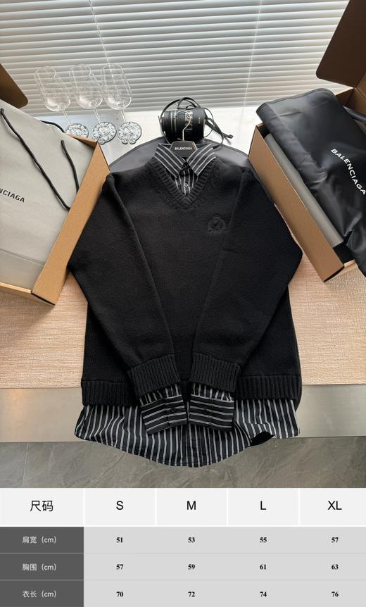 B家 2024 FW 秋冬新款假两件毛衣拼接衬衫‼️ 商品图2