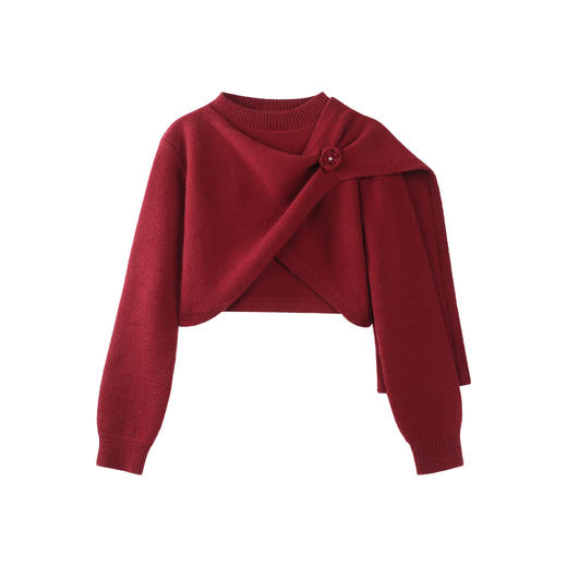 鹿向南「赤茶玫瑰」圣诞穿搭红色毛衣连衣裙套装女秋冬2024新款女 商品图2