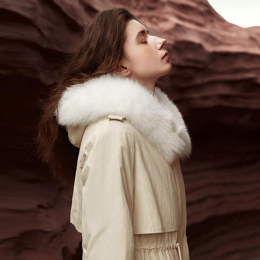 Famecoco范可儿连帽长款羽绒服可拆卸内胆FAB8AH004 商品图3