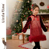 littletime儿童24秋冬中式亮片纱裙酒红礼服裙女童公主丝绒连衣裙 商品缩略图1