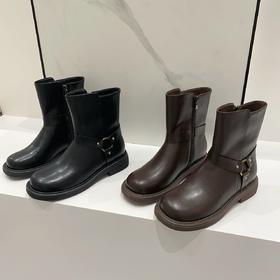 纪华菲 厚底马丁靴 真皮加超纤 柔软不易变形