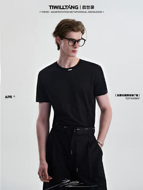TIWILLTANG启世录“玄寂屿寰”蓝血新贵精奢细节控黑白纯棉T恤夏