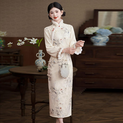 加厚国风中式长款改良，复古长袖日常可穿旗袍ZQYS-SC20393 商品图4