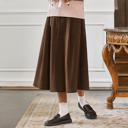 Famecoco范可儿纯棉加厚A字半身裙女秋冬伞裙百搭显瘦FAB8HA001 商品图0