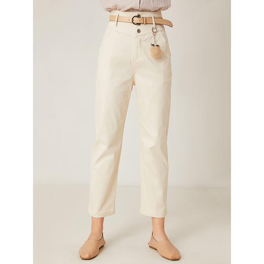 Famecoco范可儿女装铅笔裤子修身高腰显瘦毛球休闲裤女 F198GA008 商品图0