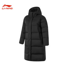 【白色微瑕】李宁2024新品健身女防泼水裁剪80%保暖宽松鸭绒长羽绒服AYMU110