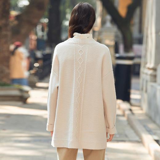 Famecoco范可儿100绵羊毛毛衣开衫外套女冬FAB8DA025 商品图3