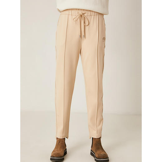 Famecoco范可儿毛呢裤女秋冬百搭针织休闲裤F198GA004 商品图0