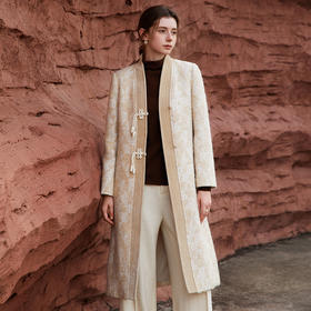 Famecoco范可儿新中式盘扣国风毛呢大衣女秋冬FAB8AN030