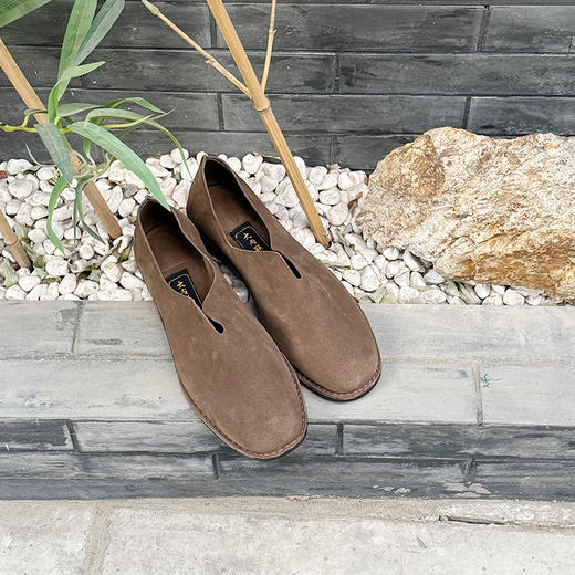 内联升男鞋手工单鞋镶芯皮底反绒牛皮便鞋DN7150 商品图8