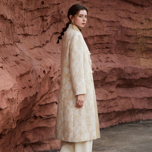 Famecoco范可儿新中式盘扣国风毛呢大衣女秋冬FAB8AN030 商品图4