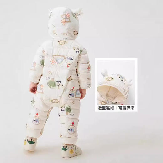 宝宝一件过冬神器  bl同厂可爱三防暖冬高腰护肚羽绒裤连体衣 80-110 商品图10