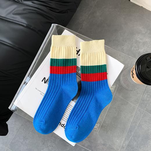 【敲好看！百搭又个性】袜子女 条纹中筒袜粗针秋冬款ins潮纯棉爆款学院风咖系堆堆袜百搭。ry 商品图11