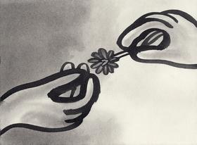 纸本水墨｜感恩之花_谁生气 就送谁 一朵花