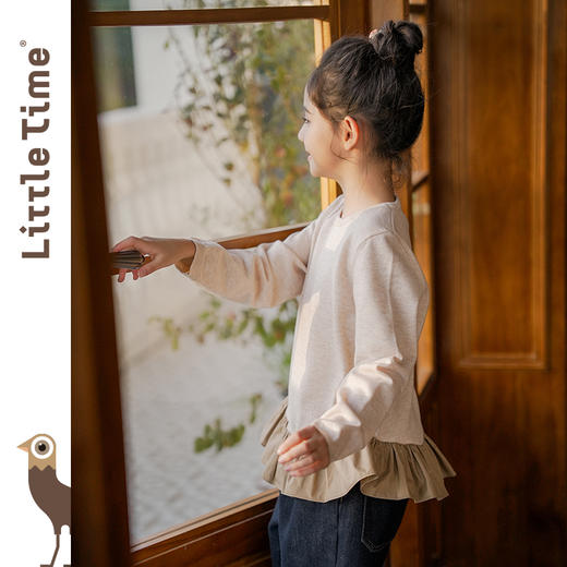 littletime童装法式学院风圆领长袖针织羊毛衫拼接款经典多色上衣 商品图2