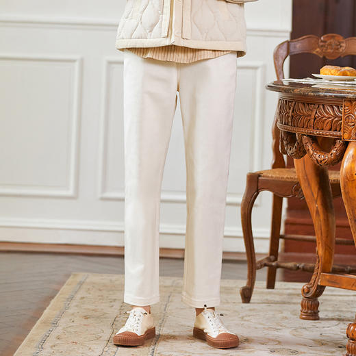 Famecoco范可儿纯棉设计感休闲长裤女秋冬FAB8GA031 商品图4