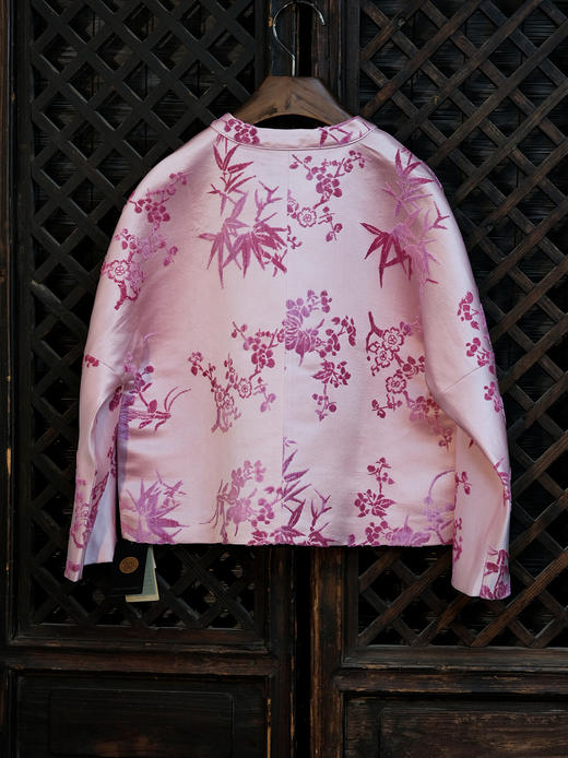 盛唐牡丹 |粉色漳绒梅兰竹菊外套-钉珠款(钉珠花纹随机） 商品图5