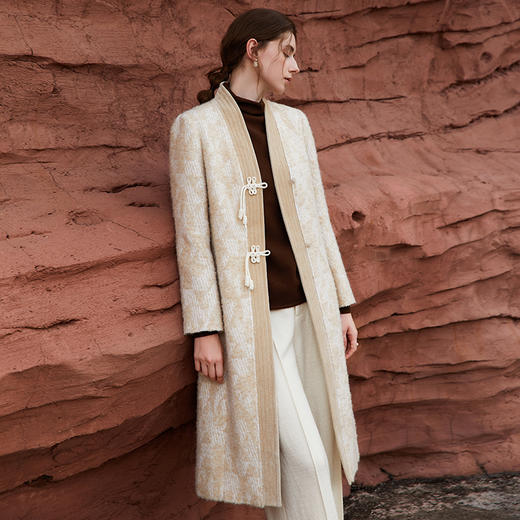 Famecoco范可儿新中式盘扣国风毛呢大衣女秋冬FAB8AN030 商品图2