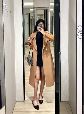 气质翻驳领中长款双面呢大衣