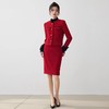 IWY/高级感石榴红羊毛编织小香风拼接外套时尚简约西装套装CS1669 商品缩略图3