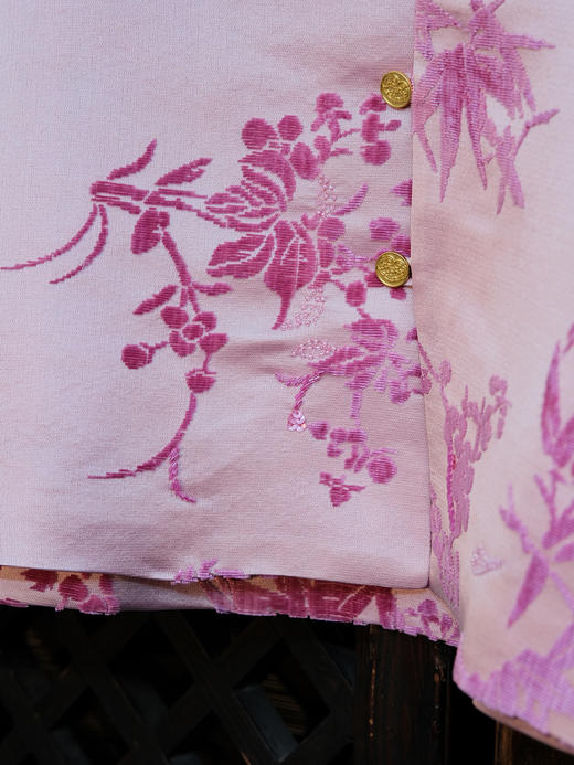 盛唐牡丹 |粉色漳绒梅兰竹菊外套-钉珠款(钉珠花纹随机） 商品图2