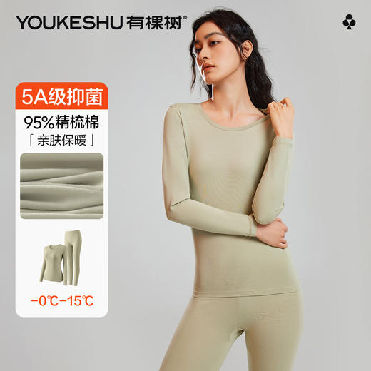 【有棵树】【M-2XL】女士冬款保暖棉氨内衣套装 商品图0