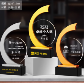 创意金属水晶奖杯定制优秀员工团队奖杯销售冠军年会颁奖奖牌定做