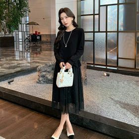 奢姿大码女装2025秋季气质网纱拼接假两件裙子胖妹妹时尚连衣裙9944891823