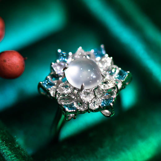 「冰雪奇缘」雪花高冰翡翠戒/吊坠双戴款【现货可改手寸】 商品图6