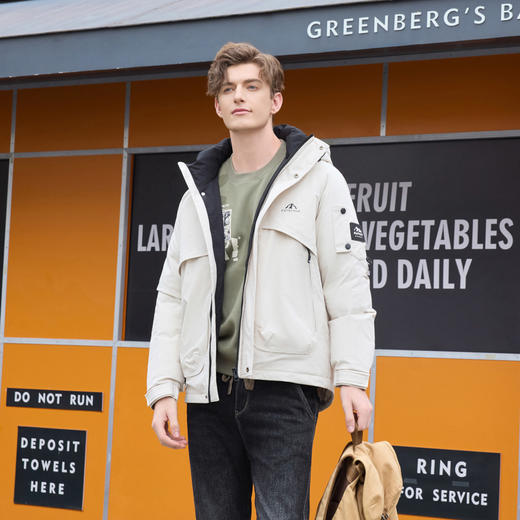 半身缘男装 冬季工装宽松版防风防水连帽羽绒服244312P01712961 商品图2