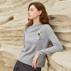 Famecoco范可儿冬季内搭打底圆领羊毛针织衫女百搭显瘦FAB8DC018