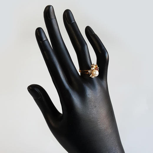 【天然正品】AU750黄金镶天然约6.8MM海水珍珠戒指13.5号（戒圈可改）女士现售价：2680！181124NJM38 商品图7