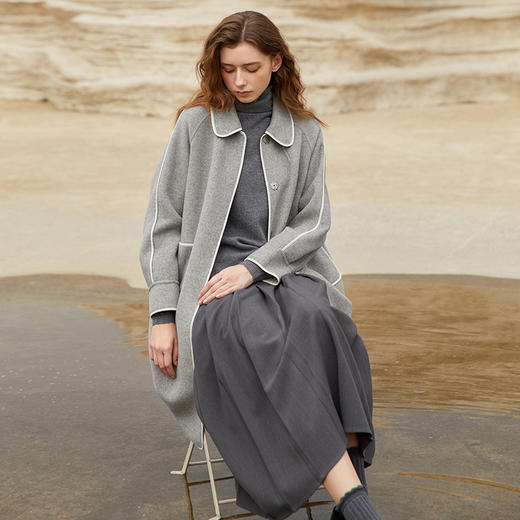 Famecoco范可儿百褶裙长款秋冬保暖百搭款加厚附腰带FAB8HA010 商品图4