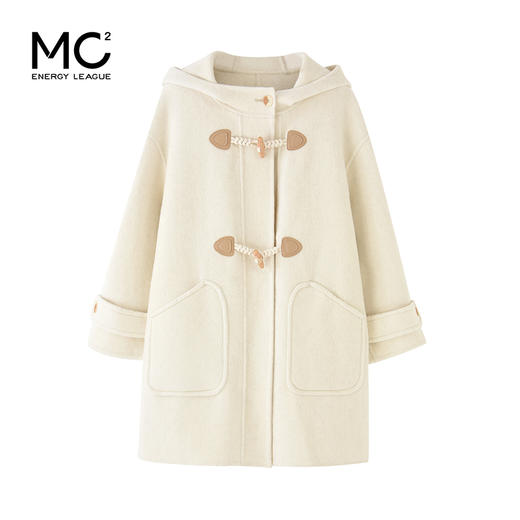 mc2牛角扣羊毛双面呢大衣女冬装新款气质学院风奶系时尚洋气 商品图3