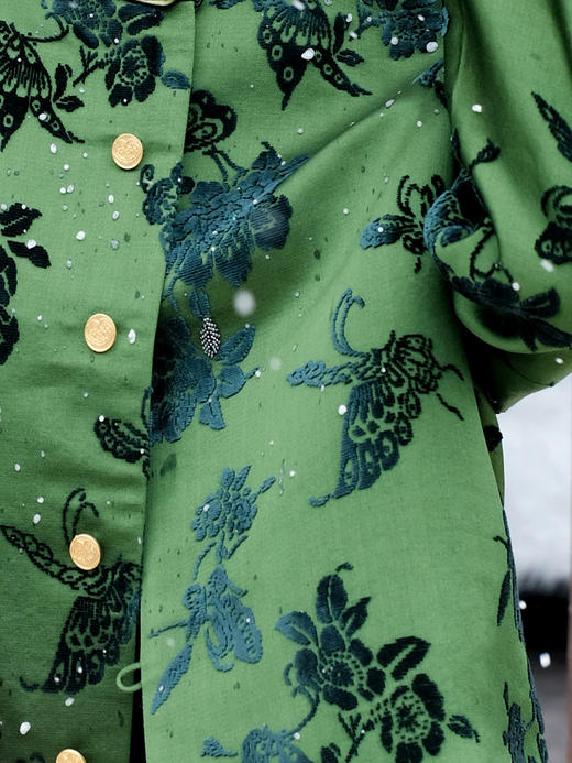 盛唐牡丹| 翡翠绿蝶恋花漳缎外套-钉珠款(钉珠花纹随机） 商品图2
