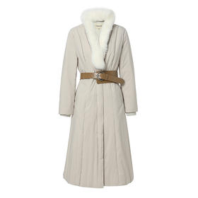 famecoco范可儿狐狸大毛领羽绒服冬季加厚中长款收腰优雅外套F228AH011