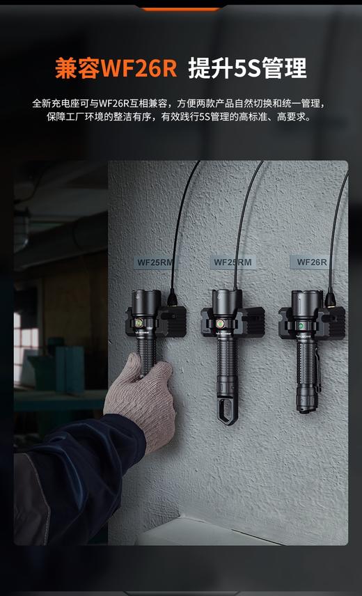 Fenix 菲尼克斯WF25RM高性能座充式巡检手电筒磁吸充电强光高亮带UV光 商品图7