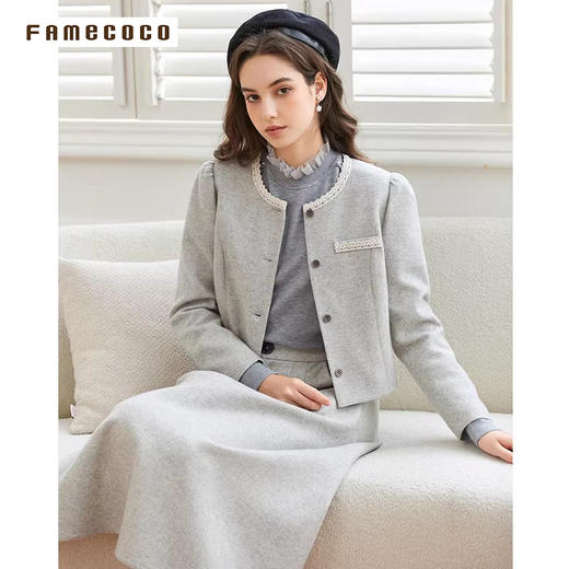 Famecoco范可儿小香风开衫半身裙两件套装FAB8EA021 商品图4