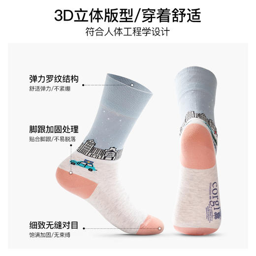 英伦雪韵印花·CORGI英国进口 中筒袜 秋冬季精选 商品图2