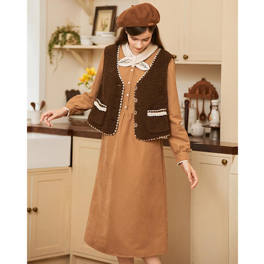 Famecoco范可儿植物绣花文艺连衣裙女秋冬FAB8FA001 商品图1