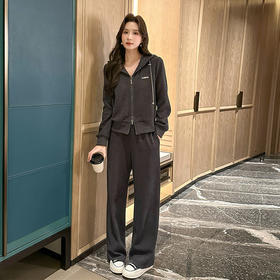 奢姿大码女装2024冬季减龄字母立体装饰连帽两件套胖妹妹休闲套装9944955089