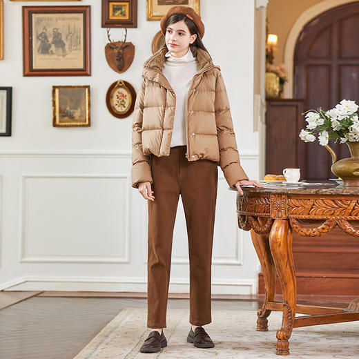 Famecoco范可儿秋冬撞色双腰头休闲长裤女FAB8GA002 商品图2