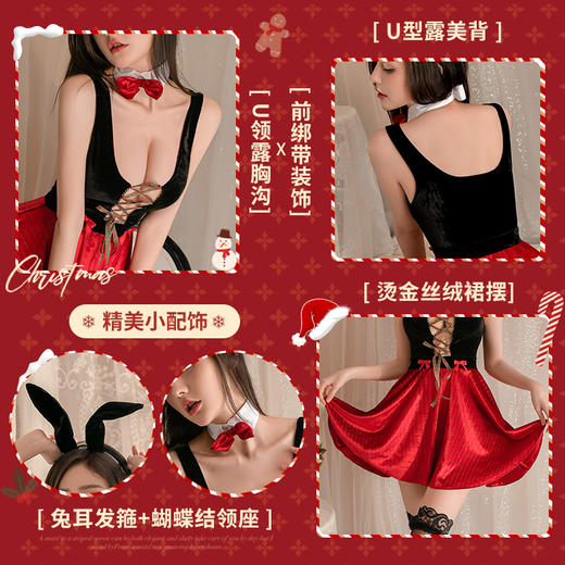 霏慕 圣诞甜欲前绑带丝绒兔女套装6580 情趣内衣性感均码 商品图1