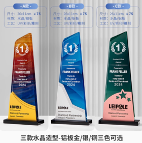 水晶奖杯定制创意金属企业年会优秀员工比赛冠军荣誉25年新款奖牌