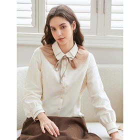 Famecoco范可儿小众设计感叠穿衬衫女秋冬FAB8BH008