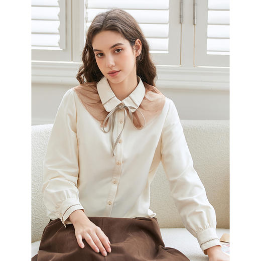 Famecoco范可儿小众设计感叠穿衬衫女秋冬FAB8BH008 商品图0