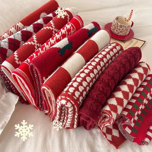 【新安哥拉红围巾】喜庆颜色 搭配针织披肩 保暖软糯 氛围感拉满 材质涤纶 商品图0