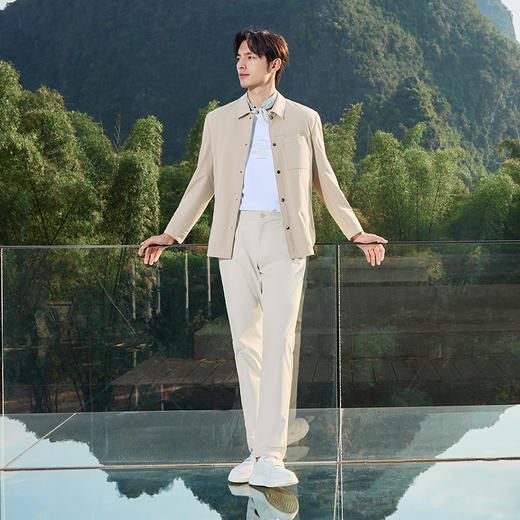 柒牌翻领夹克男士2025春季新款暗格提花时尚休闲工装风茄克衫外套128K71270 商品图3